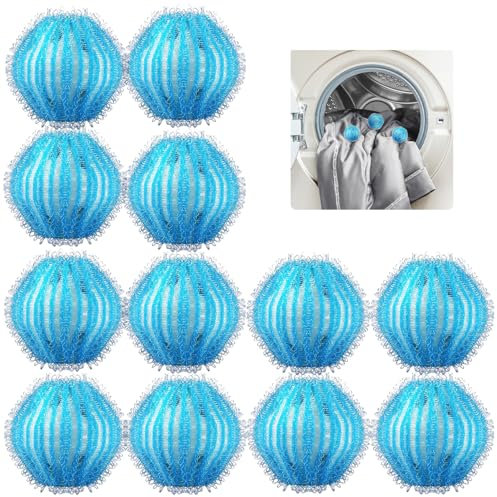 Tierhaarentferner Waschmaschine,12 Stücke Fusselbälle für die Waschmaschine,Entfernt Tierhaare,Fusseln & Flusen,Wiederverwendbar Fusselbälle Waschmaschine,für Hundehaare und Katzenhaarentferner Waschm
