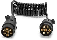 WANTUO 7 Pin Trailer Extension Cable with Caravan Adapter Plug Socket Connector,7 Core Towing Electrical Wiring Cable Connector for RV Trailer,Truck (2.0M)
