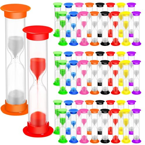 48 pezzi 2 minuti di clessidra per bambini, timer colorato per spazzolino da denti, piccola plastica Hourglass per aule, giochi, casa, scuola e ufficio