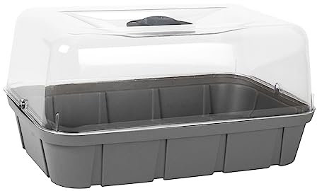 EDA - Mini Serre de Culture 5,7 litres - Taille M - 38 x 25,5 x 19 cm - Gris Anthracite