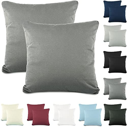 CelinaTex Active Kopfkissen Bezug Doppelpack Set 80x80 dunkel grau Baumwolle Jersey Nackenkissen Kissenhülle 5001542