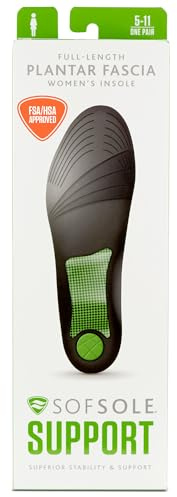 Sof Sole Plantar Fascia Insoles(FSA&HSA Eligible) Full-Length, Supports Arch, Gel Heel Cup, Women's 5-11