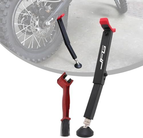 Bequille Moto Cross,Support Roue Arrière avec Brosse Nettoyage-Rouge