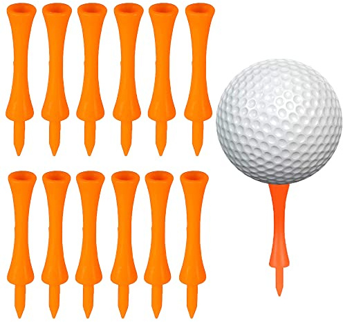 Willoo 70 Piezas Golf Tees, Tees Largo De Golf, Plástico tee Golf, Naranja Golf Tees Hueco Reutilizable para El Entrenamiento De Golfistas (Naranja)