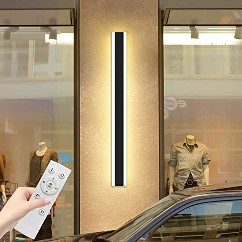 Mikeru 120CM Modern Outdoor Wall Lamp, LED Garden Wall Lights Dimmable 3000K/4500K/6000K Hard Wired Long Strip Light with Remote Control Outside Door Light for Hallway, Courtyard