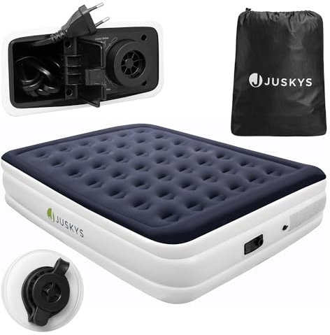 Juskys Luftmatratze Selbstaufblasend 150x200cm - Luftbett 2 Person mit integr. Luftpumpe - ideal als Gästebett oder Camping Matratze - wasserdicht