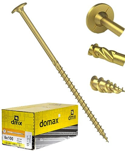 6mm x 200mm (Pack of 100) Yellow Hardened Wafer Head Torx Wood Timber Construction Screw High Performacne Carpenter Screws