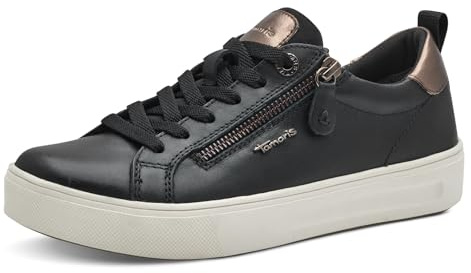 Tamaris Comfort Damen Sneaker flach mit Reißverschluss Freizeit, Schwarz (Black Patent), 40 EU