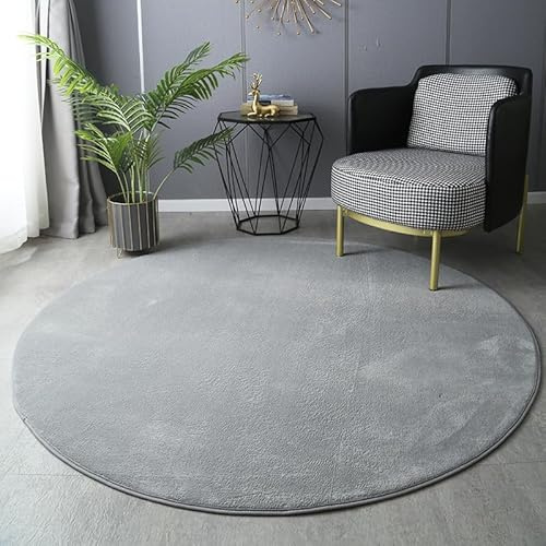 SK Studio Alfombras Salón Redonda Pelo Corto Alfombra Habitación Dormitorio Lavables Alfombra Antideslizante Muy Suave para salón o Dormitorio Gris, 120cm