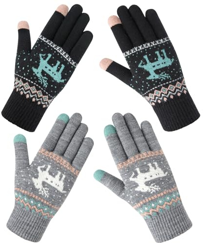 Chalier Fashion Guantes de Punto para Mujeres Guantes Cálidos Táctiles Moda de Invierno y Elegante