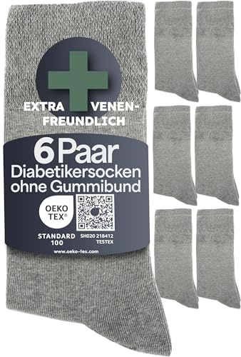 HELDENWERK Comfort strumpor för kvinnor och män 6 par | Bekväma strumpor utan elastiskt midjeband och sömmar av 97 % bomull | Extra breda hälsostrumpor med komfortlinning, 47-50 EU