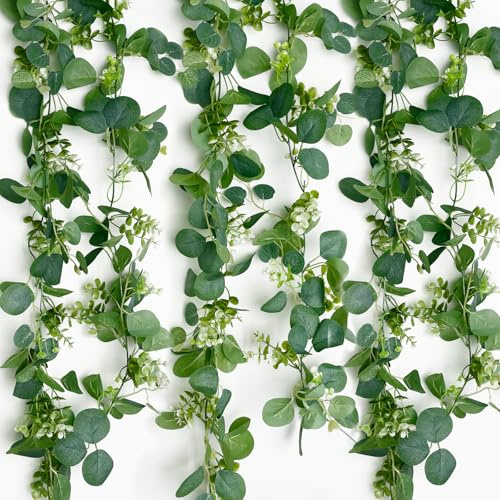 TERRARIDE Artificiale Seeded Eucalipto Ghirlanda, Primavera Ghirlanda Verde Ghirlanda Appeso viti per la Cerimonia Nuziale Festa a Casa Decorazione della Tavola, Ghirlanda Verde Lunga
