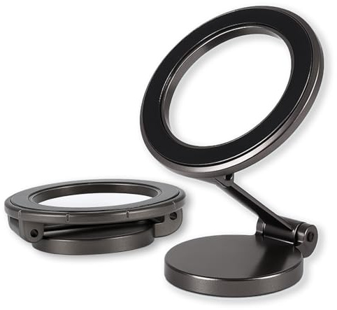 Lumitrex Soporte Teléfono Coche Magnético Plegable 360° Rotación Metal Universal para iPhone 16/15/14/13/12 y Smartphones con o sin Funda MagSafe Sujeción Estable Negro