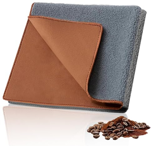 2 Piezas Paños de Barista 30x30 cm, Paño de Limpieza para Máquina de Café, Trapos de Limpieza Doble Cara para Máquina de Café y Espumador de Leche, Paños de Microfibra Premium (Marrón y Gris)