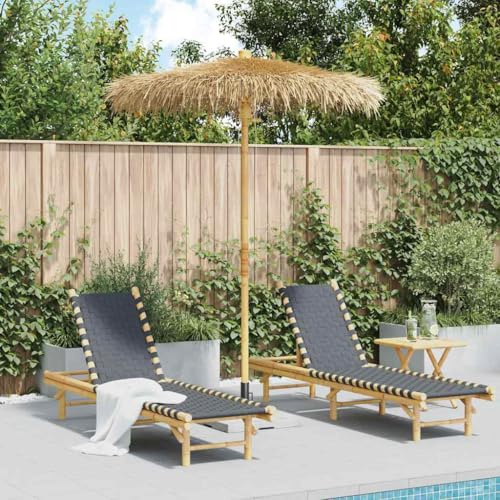 Ziaphsol Parasol Tiki avec toit en feuille de bananier 180 cm - Parasol de terrasse en bambou robuste pour extérieur, piscine, plage, café - Système manuel à cordon
