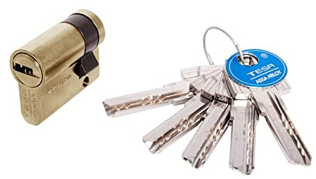 Tesa Assa Abloy M6504010L Cilindro De Seguridad Estándar T60 Latonado 40 x 10 mm Medio Cilindro Llave Leva Corta