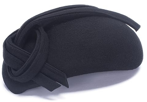 Lawliet Chapeau bibi en feutre noir en forme de goutte pour femme A572, noir, Taille unique
