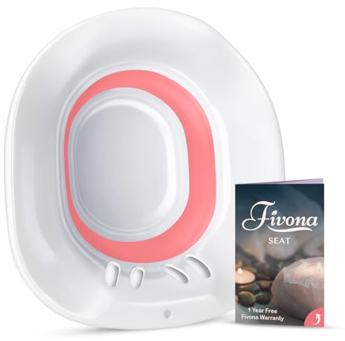 Fivona Sitz Bath for Toilet Seat Postpartum and Hemorrhoids Care - Yoni Steam Seat - Foldable Basin for Epsom Salt Soak - Portable Bidet BPA Free Temperature Resistant - Universal Fit - Pink