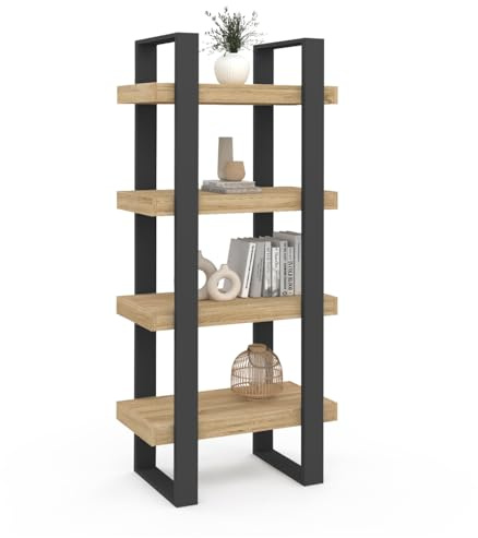 IDMarket - Etagère 4 Niveaux Phoenix Bois et Noir