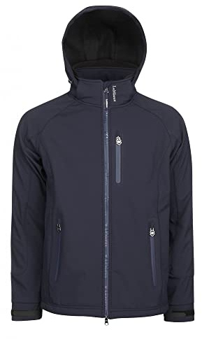 LeMieux Mens Elite Soft Shell Jacket in Navy - 2 Way Zip - Lightweight - Detachable Hood - Adjustable Cuffs - X-Small