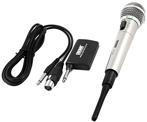 Ruilogod Wireless Wired 2 en 1 KTV Singing Micrófono UHF MIC Receptor Set