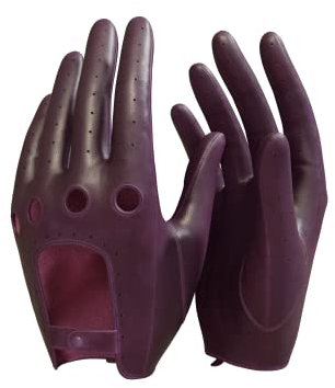 MGGM collection Damen Leder Autohandschuhe Lederhandschuhe Ungefüttert,Burgundy,M