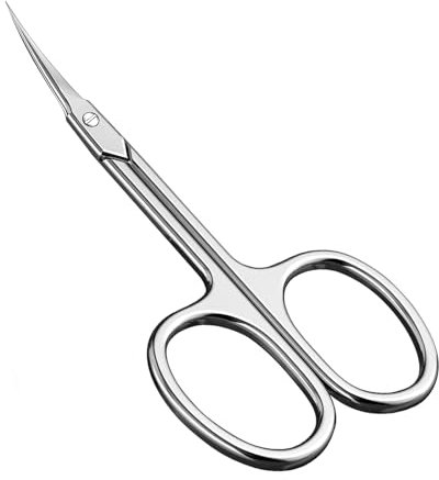 CGBE Professionelle Nagelhautschere mit Gebogener Spitze aus Edelstahl, Hautschere Extra Fein Extra Scharf, zum Präzisen Kürzen Entfernen von Nagelhaut, Augenbrauen und Wimpern