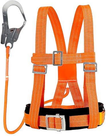 CISSIYOG Harnais de Sécurité avec Longe, Harnais Anti Chute, Baudrier Escalade, avec Support Ventral Epaissi, Portante 100 kg, pour le Travail Aérien, les Hommes (Grande Boucle 1,6 m)