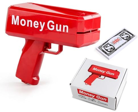 OBEST Cash Pistol,Giocattolo Pistola per Soldi,Money Gun,100 Banconote False Incluse,Money Launching Pistol,Adatto per Feste,Matrimoni