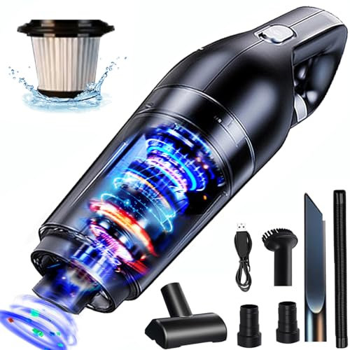 Handstaubsauger,15000Pa Handstaubsauger Akku Testsieger Beutellos,120W Autostaubsauger Stark Mini Nass/Trocken Handsauger Kabellos Staubsauger für Haus,Tierhaare,HEPA Filter,Schwarz[Hohe Leistung A+]