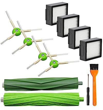 For I7+ Robot Vacuum Cleaner Spare Part Main Brush Edge-Sweeping Brush Hepa Filter Bundle Anti-Allergen Robot Vacuum Cleaner Accessories Plastic Brush Set Home Appliance Parts Robot