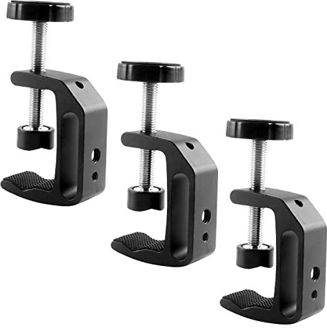 YNHJQP 3 Stück C-Klemme, Befestigungsklemme aus Aluminiumlegierung, Verstellbare C-Klemme, Stativ Kameraklemme mit Rutschfestem Polster, für Kamera, Blitz, Stativ, LCD/DV-Monitor, LED-Licht