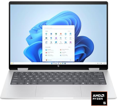 HP - Envy 2-in-1 14 Wide Ultra XGA Touch-Screen Laptop - AMD Ryzen 5-16GB Memory - 512GB SSD - Glacier Silver Windows AI: Copilot 14-fa0013dx