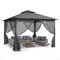UDPATIO Pavillon 3,35x3,35m Wasserdicht Stabil Winterfest, Gartenpavillon mit Doppeldach, Moskitonetz und Metallrahmen, Doppeldach Gartenlaube für Garten, Terrassen, (Grau)