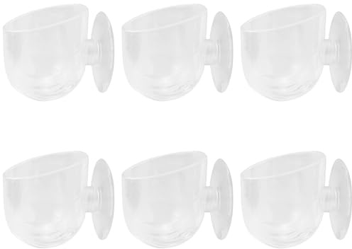 6 stycken akvariemuggar, transparenta växthållare med sugkopp, klar akryl akvarium foderskål, för fiskfoder, akvariedekoration, vattenväxt kruka