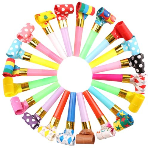 Ruayia 20 Stück Trötren, Lustige Kinder Jubel Partytröten, Fußball Tröte für Fans und Luftrüssel für Kindergeburtstage, Perfekte für Neujahr Geburtstag Party, Weihnachten (Farbig Gemischt)