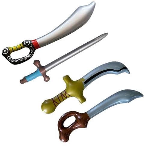 CHUNLINLAODA 4 Espada Pirata Inflable Suministros para Fiestas Tema de Halloween Piratas Juegos de rol Piratas Espada Juguete para niños Juego de Accesorios para Piratas (Multicolor 1)