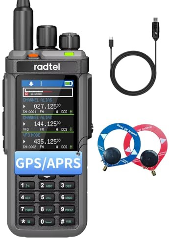 Radtel RT-880G GPS APRS 10w Ham Radio Walkie Talkie Portable CB Radio 1024 Channels HF SSB Rx with Cross-Band Repeater, 2.4 Inch Color Display with Programming Cable SW/MW Antenna
