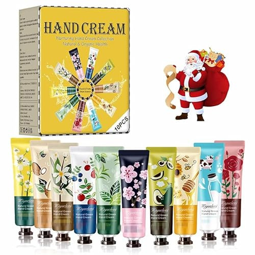Noël Coffret Cadeau Femme,Noël Crèmes Mains Hydratantes,Crèmes pour Mains,Réparatrices et Hydratantes,Coffret Cadeau pour Saint-Valentin,Cadeau,d'Anniversaire,Petite Amie,Fête des Mères,10 Pièces