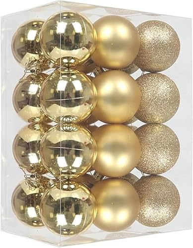ATB-Foger 24 bolas de Navidad doradas para árbol de Navidad mate, brillantes, pequeñas para uso en exteriores, decoraciones de árbol de Navidad para decoración colgante (3 cm)