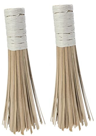 Mobestech 2Pcs Handmade Bamboo Pot Brush for Kitchen Cleaning Oil Resistant Wok Scrubbers for Pots and Stove Natural Bamboo Bristles for Restaurants and Home Use