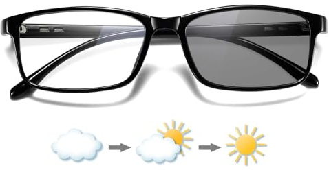 KANASTAL Occhiali Fotocromatici anti Luce Blu Computer Uomo Donna Antiriflesso Rettangolari Neri PC Protezione Schermo Riposo Photochromic Blue Light Glasses per Gaming tv Telefono -Nero