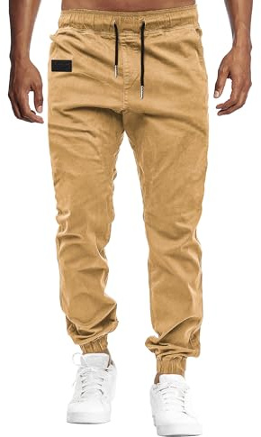 VMSUCIJ Pantalones Hombre Casuales Deporte Elásticos Joggers Largos Pants con Bolsillos Algodón Pantalón Deportivo