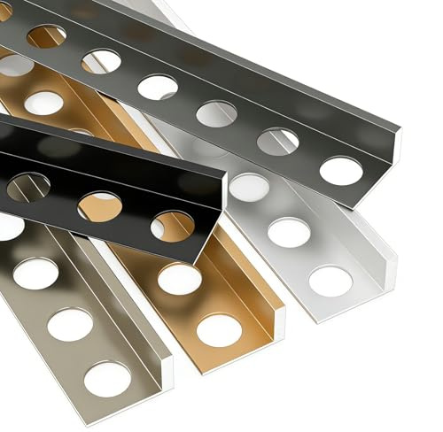 Aluminium Tile Trim L Shape, Metal Edge Guard Finishing Profile for Floor & Wall Protection, 90cm Long 3pcs(Black,10mm/0.39(3pcs))