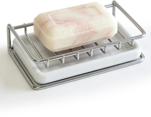 Tvålhållare i rostfritt stål självhäftande utan borrning, tvålkopp med droppbricka snabbtorkande för badrum, dusch, kök, lämplig som svamphållare
