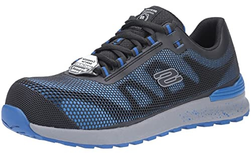 Skechers Men's Bulklin Comp Toe Trainers, Blue Textile Synthetic, 8 UK