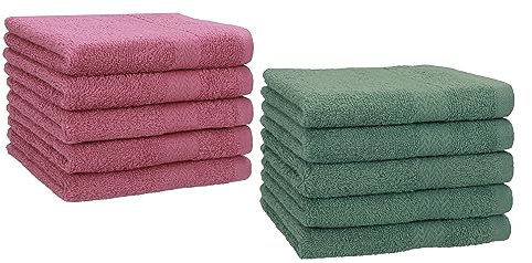 Betz 10 Stück Gästehandtücher Premium 100% Baumwolle Gästetuch Set 30x50 cm Beere und tannengrün