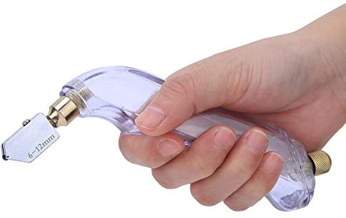 Walfront Cortador Vidrio Aceite Herramienta Corte Vidrio Cabezal Corte Acero Tungsteno + 45 Mango Agarre Pistola Acero para Corte Diamante Vidrio Mineral