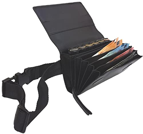 Claire-FONCET Riñonera de Camarero en Piel – Monedero de Camarero con dispensador 6 Compartimentos – Cartera Billetero para Billetes y Monedas – Cierre magnético – Fabricación Europea