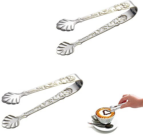 Lot de 2 pinces à sucre en acier inoxydable - Résistantes à la chaleur - Pour apéritifs, glace, thé, café, nourriture, cuisine, salade, grillades - Pinces de cuisine en forme de U - Argenté